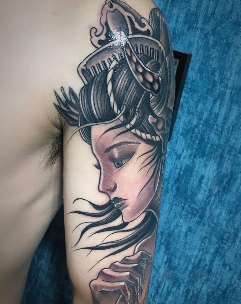 艺妓纹身图片_手臂纹身图案