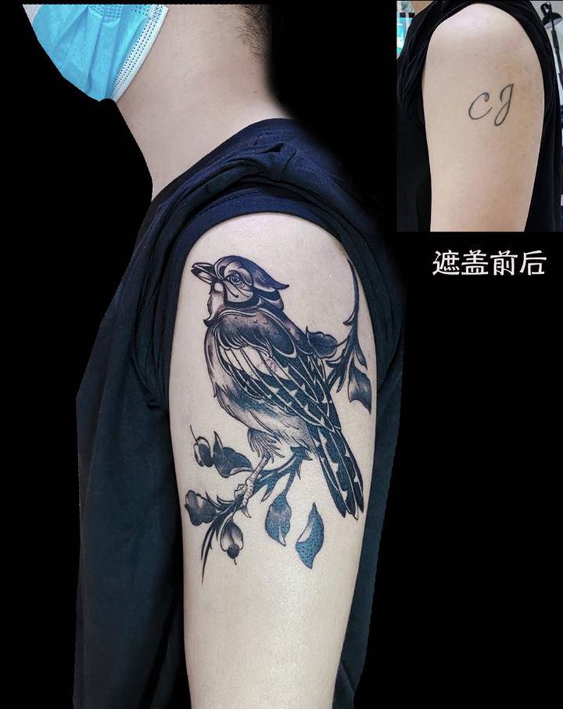 鸟纹身鸟儿纹身遮盖纹身遮盖纹身图片_手臂老传统新传统纹身图案
