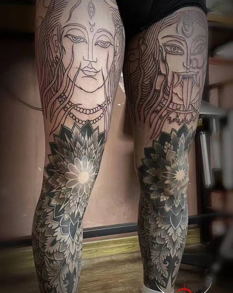 痕纹身图片_手臂腿部点刺图腾纹身图案