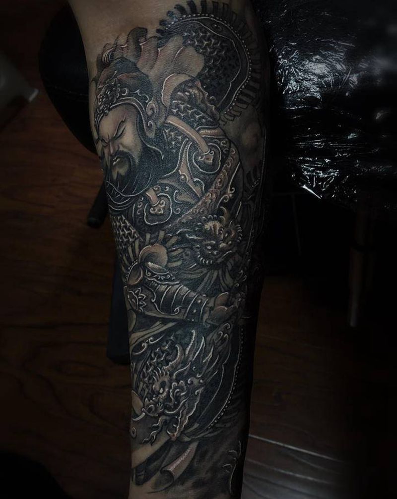 关公青龙纹身图片_手臂新传统纹身图案