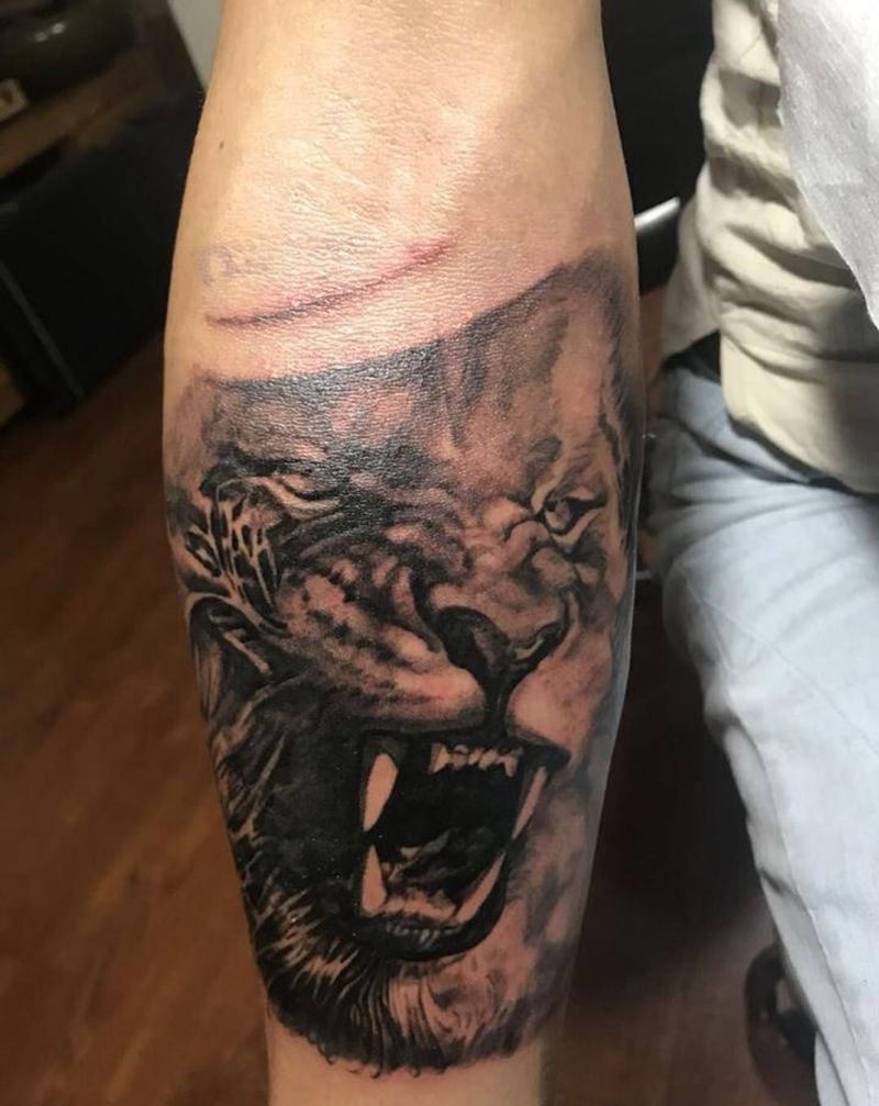 虎头纹身图片_新传统纹身图案