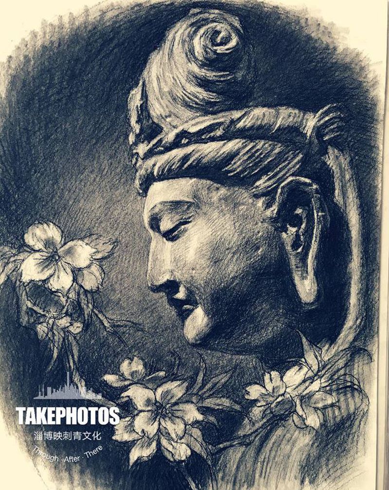 佛心纹身图片_新传统纹身图案