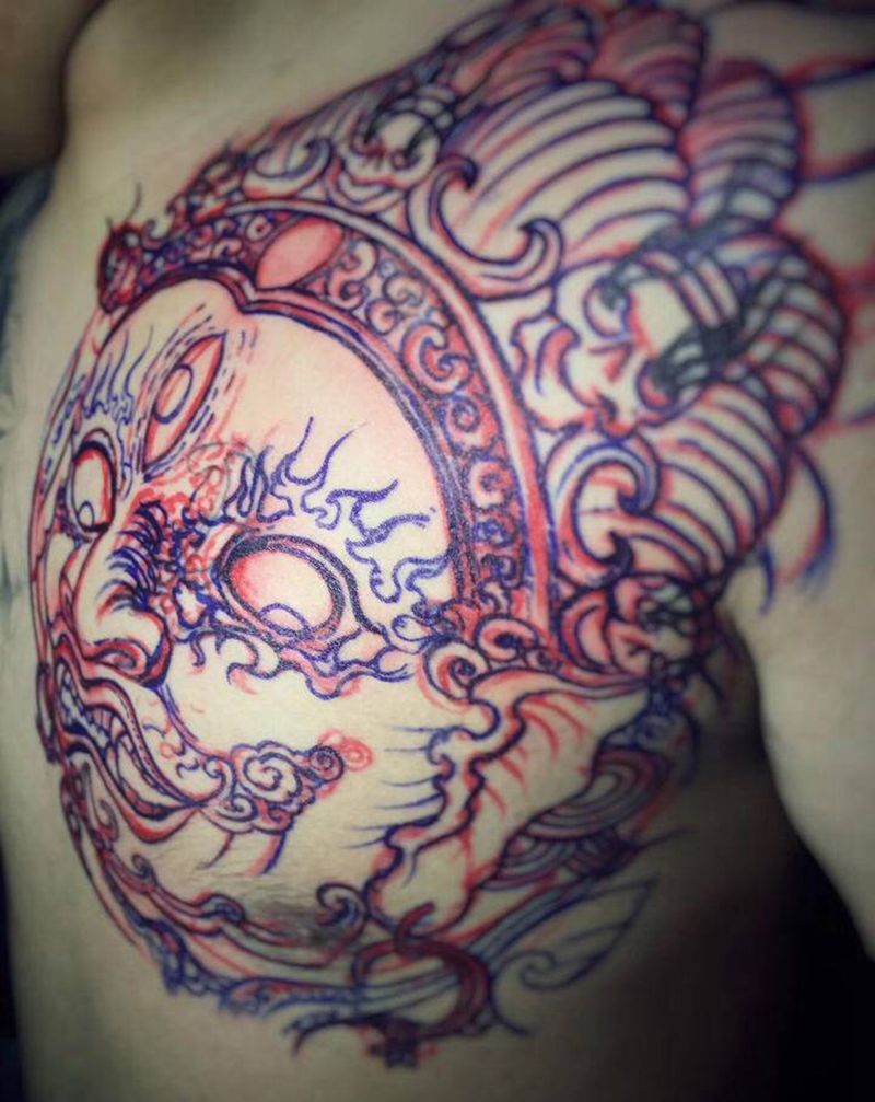 他叫什么？纹身图片_胸部新传统纹身图案