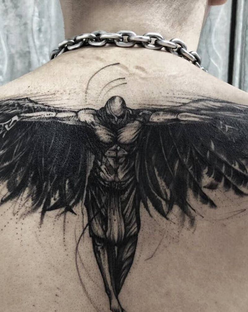 梦想的翅膀纹身图片_背部纹身图案