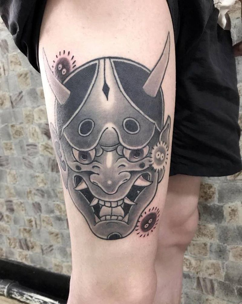 传统半若纹身图片_腿部纹身图案