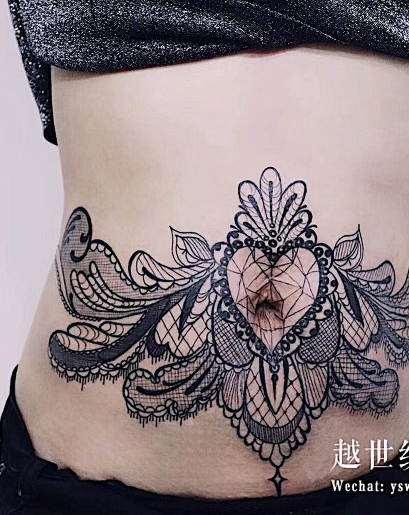妊娠纹遮盖纹身图片_腹部纹身图案