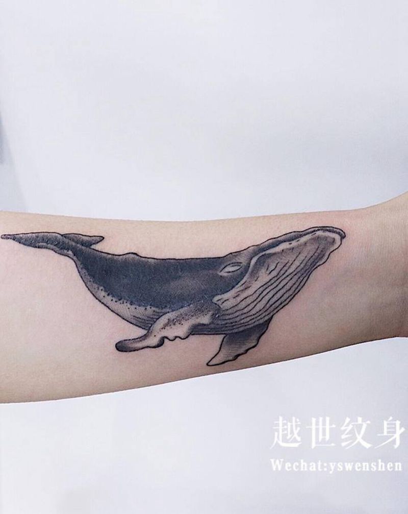 鲸鱼遮盖纹身图片_手部手臂纹身图案