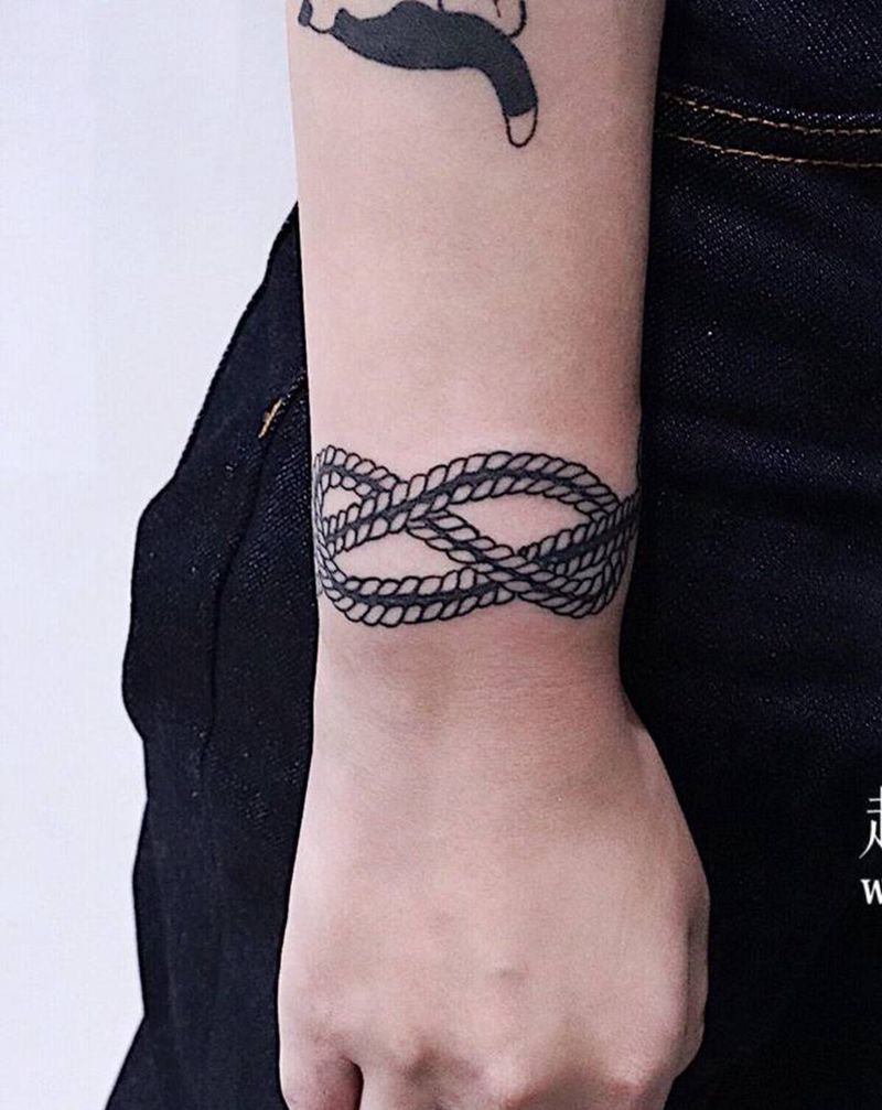 绳纹身图片_手臂手部纹身图案