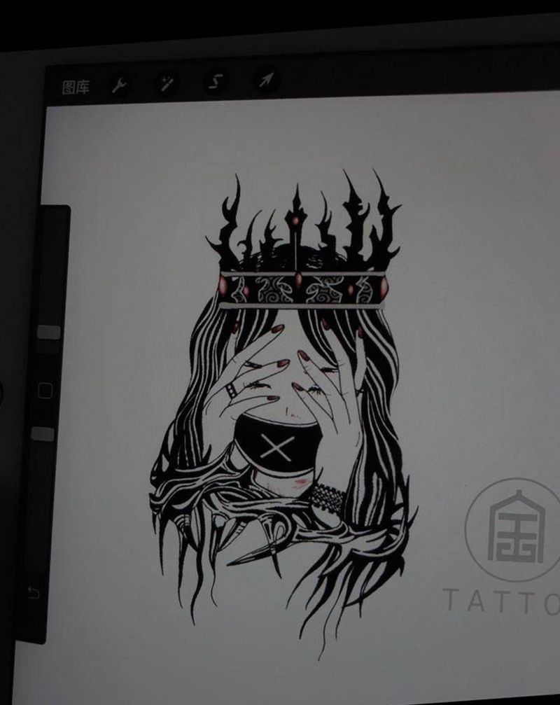 冥想纹身图片_手臂背部New School欧美写实暗黑纹身图案