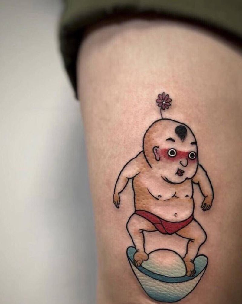 小图一枚纹身图片_脚部老传统纹身图案