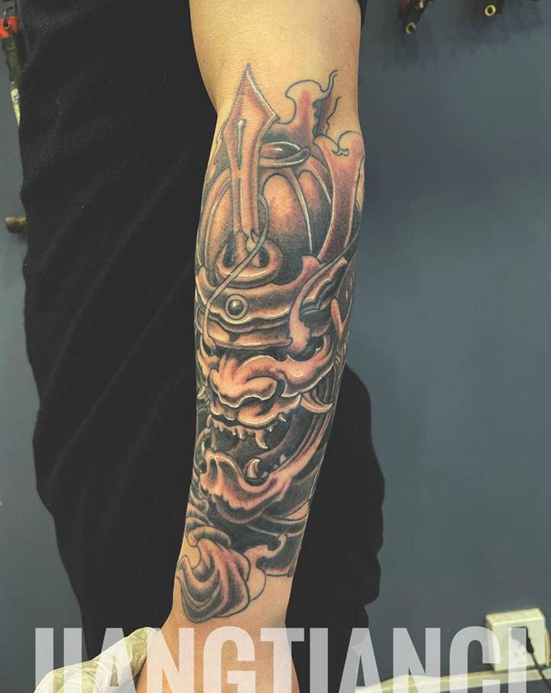 鬼武士纹身图片_手臂手部新传统老传统纹身图案