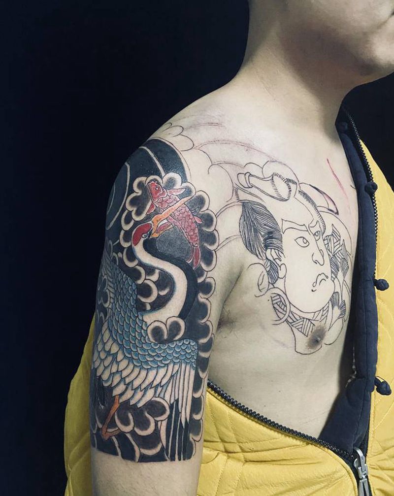 日式传统纹身图片_手臂老传统纹身图案