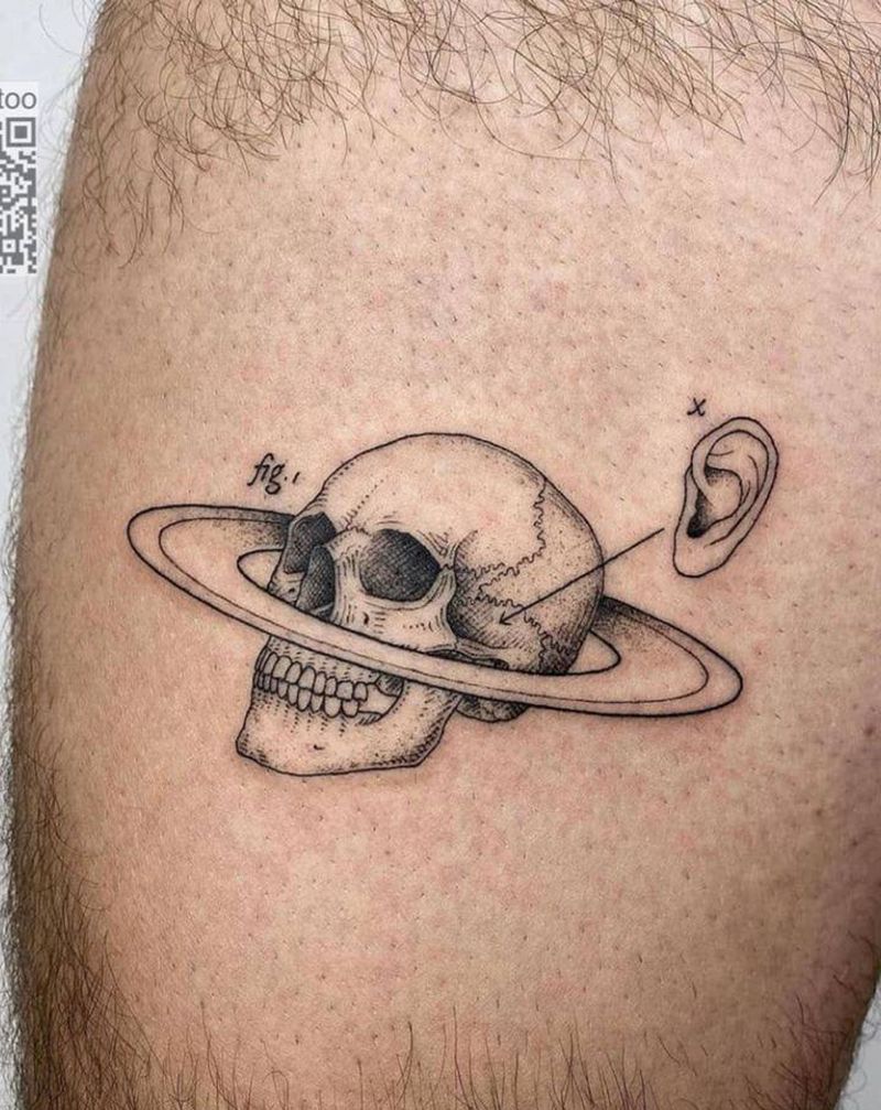 骷髅纹身图片_腿部纹身图案