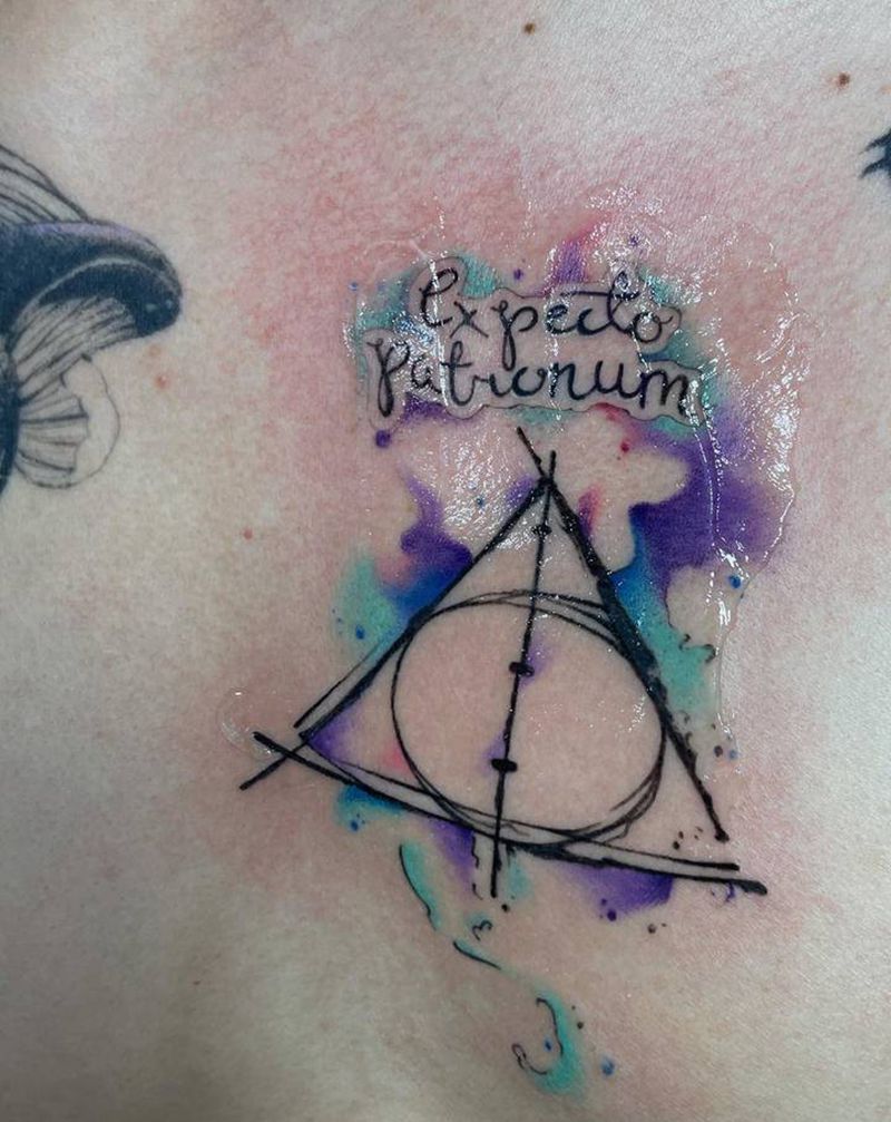哈利波特魔法纹身图片_胸部New School纹身图案