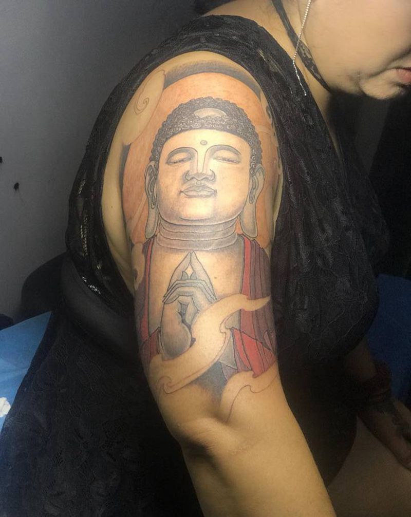 佛纹身图片_手臂新传统纹身图案