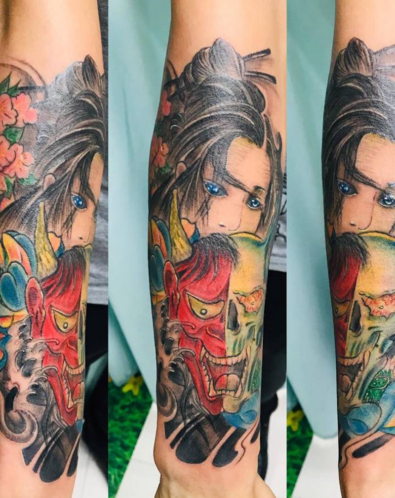 ⚜小臂彩雾纹身图片_手臂老传统纹身图案