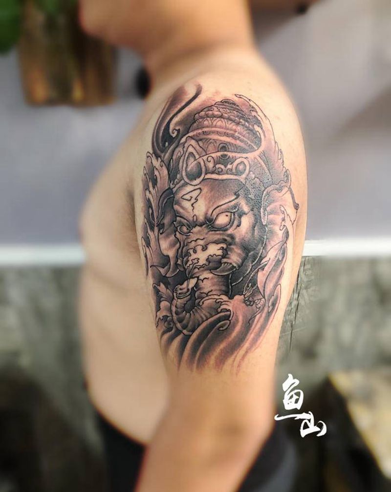 象神纹身图片_手臂纹身图案