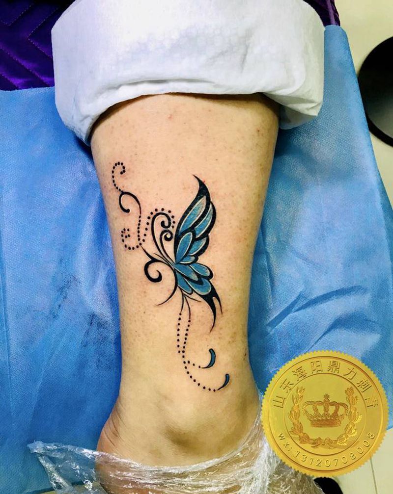 DL美女脚踝小清新纹身图片_腿部老传统图腾纹身图案