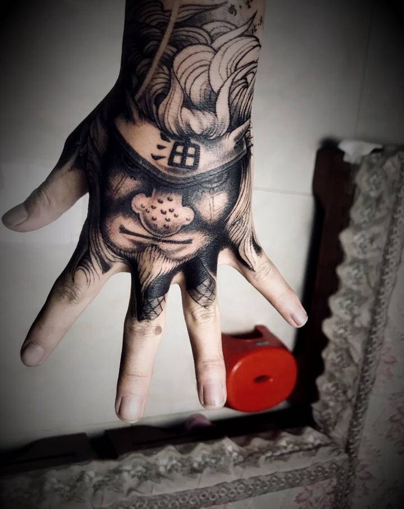 仙人自来也纹身图片_手部新传统纹身图案