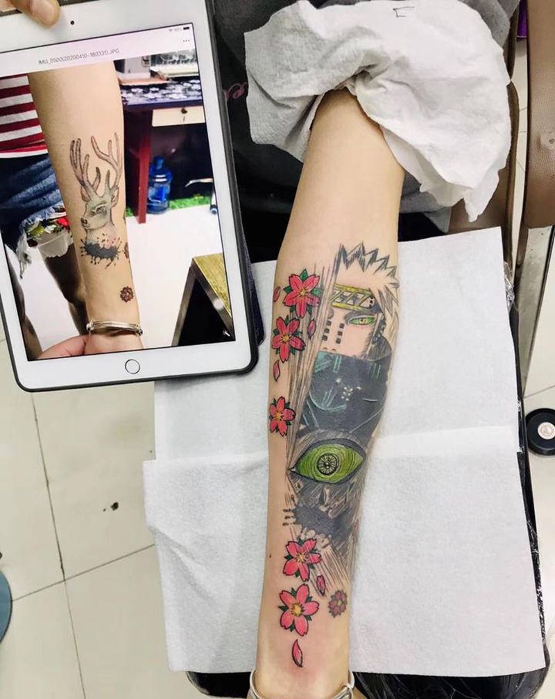 DL小臂遮盖纹身图片_手臂老传统纹身图案