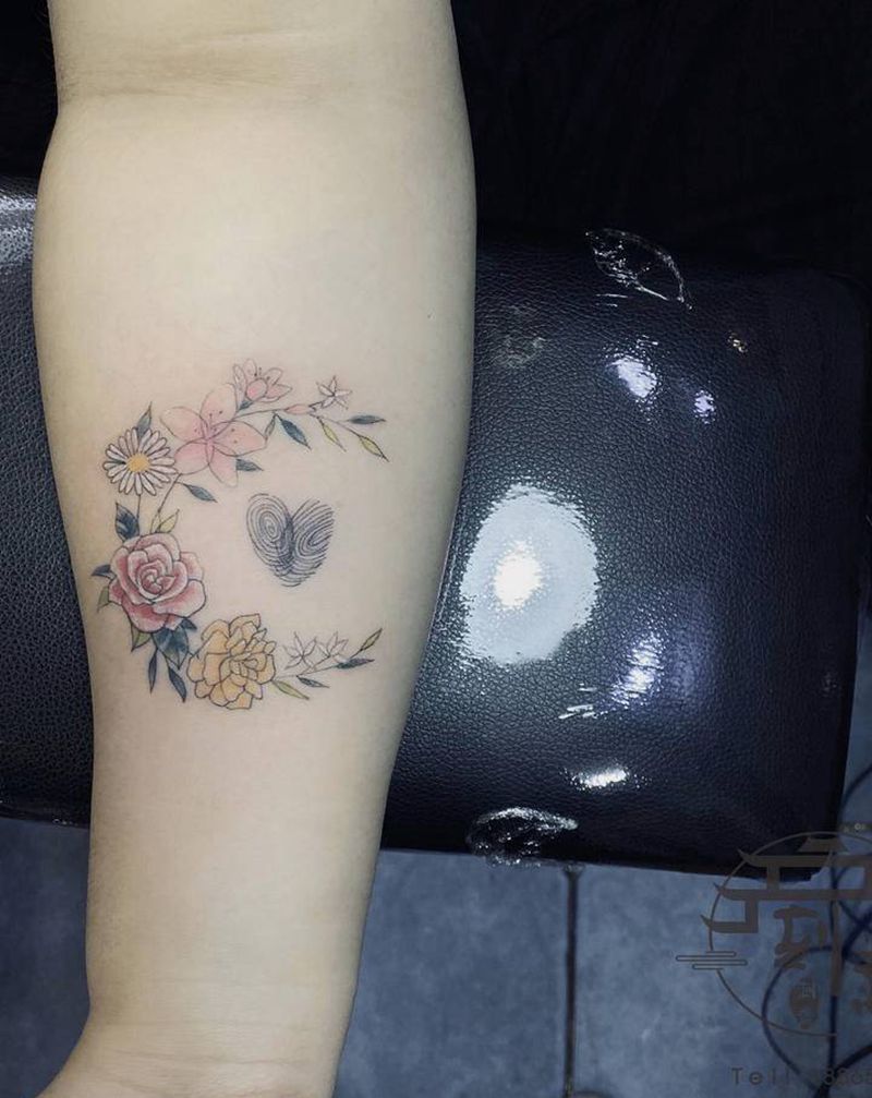 小清新纹身图片_手臂小清新花纹身图案