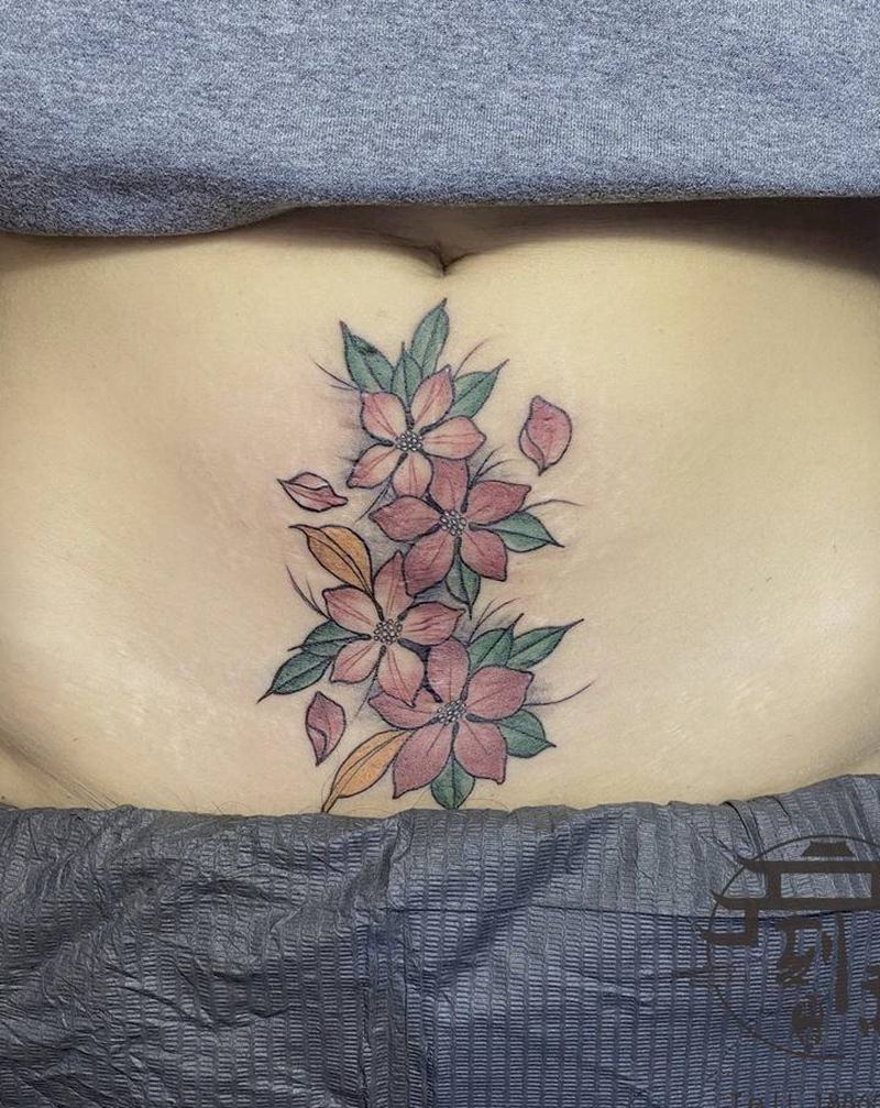 遮盖剖腹产疤痕纹身图片_腹部遮盖纹身图案