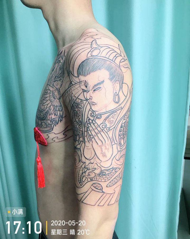 DL 半甲纹身图片_手臂胸部老传统纹身图案