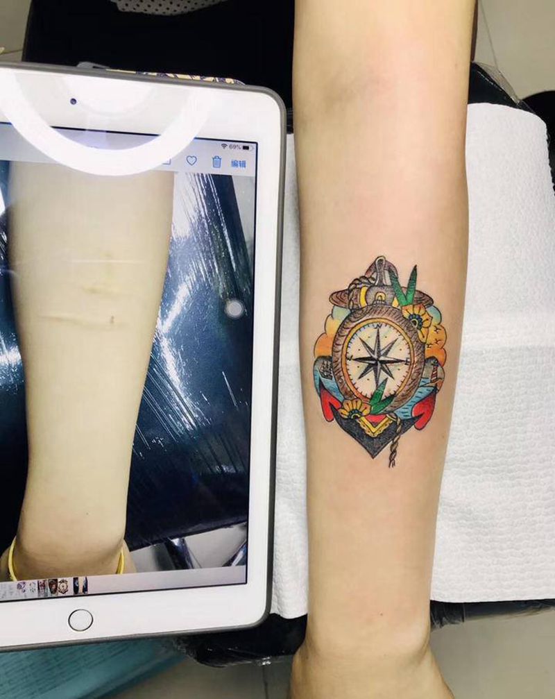 DL小臂疤痕遮盖纹身图片_手臂New School纹身图案