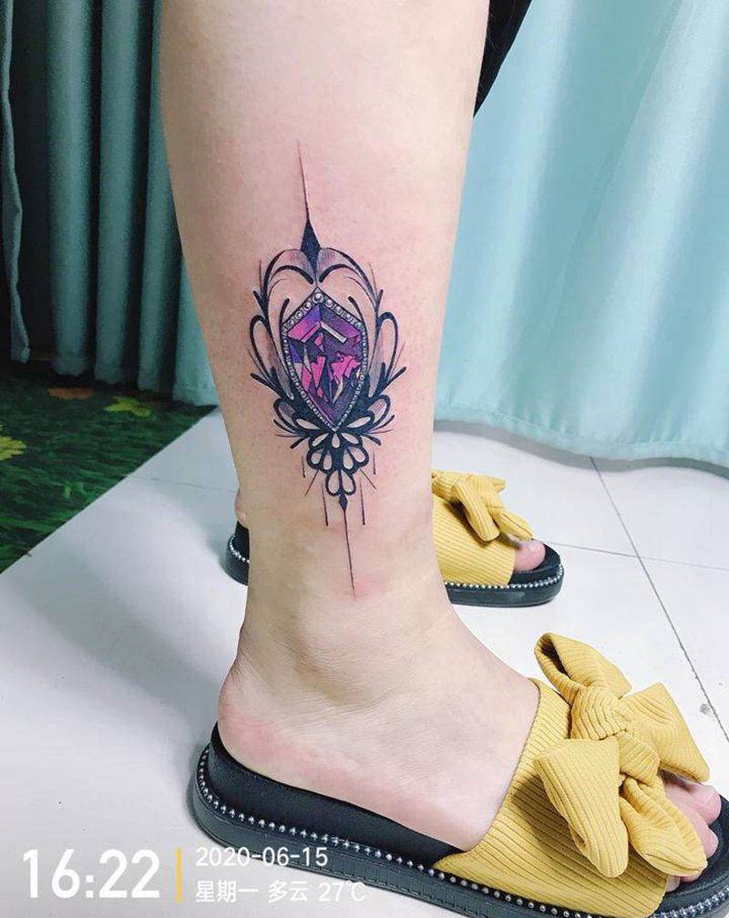 DL 脚踝小清新纹身图片_腿部New School纹身图案