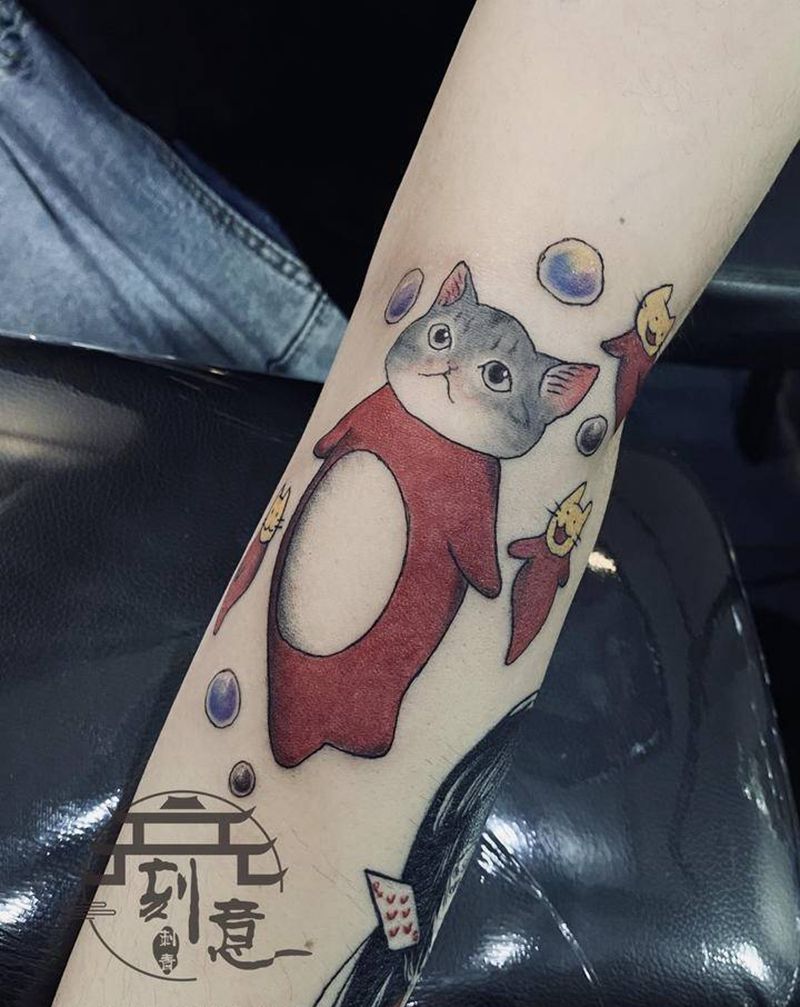 波猫纹身图片_手臂个性另类纹身图案
