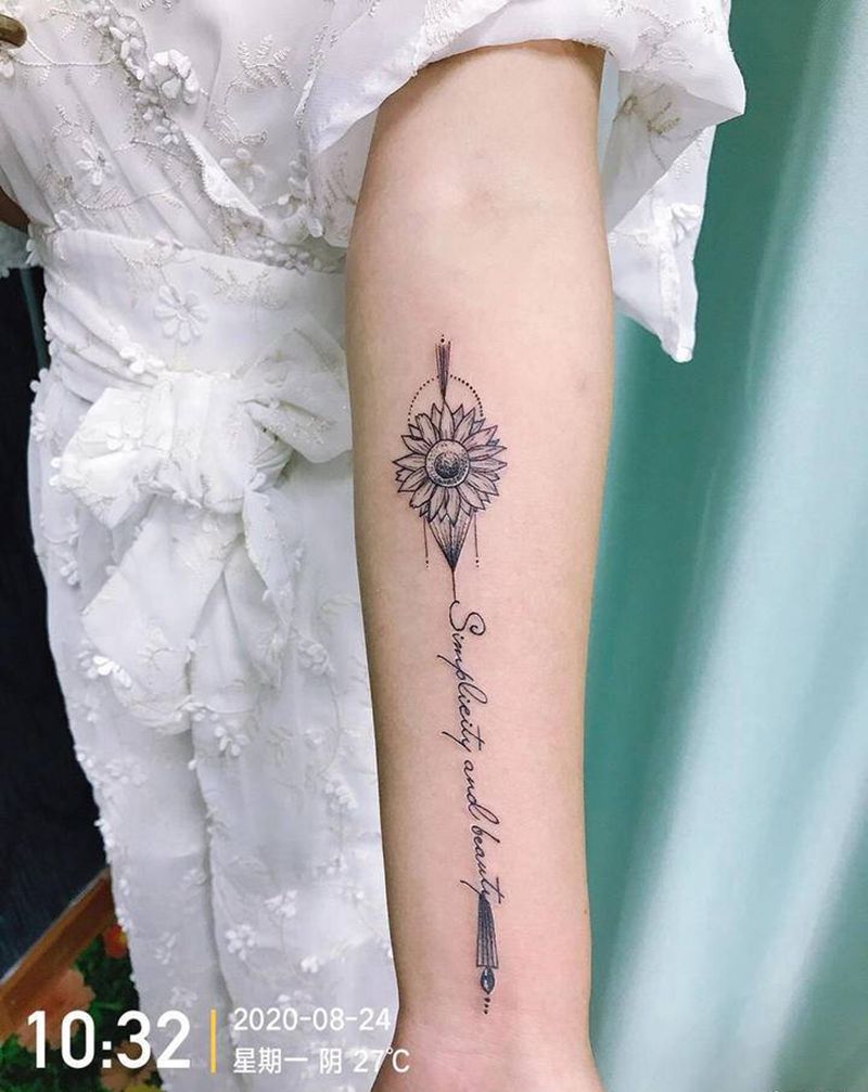 DL小臂内侧向日葵纹身图片_手臂老传统纹身图案