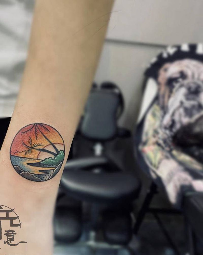 小风景纹身图片_手臂New School纹身图案