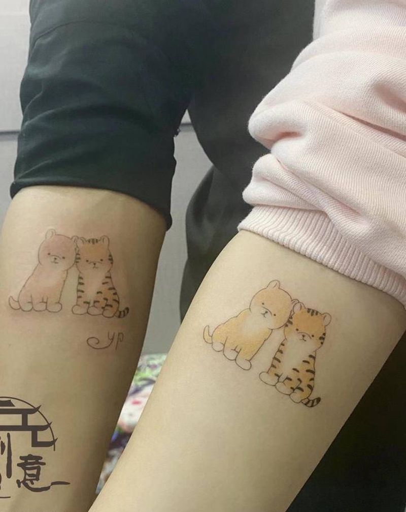 情侣纹身纹身图片_手臂情侣小清新纹身图案