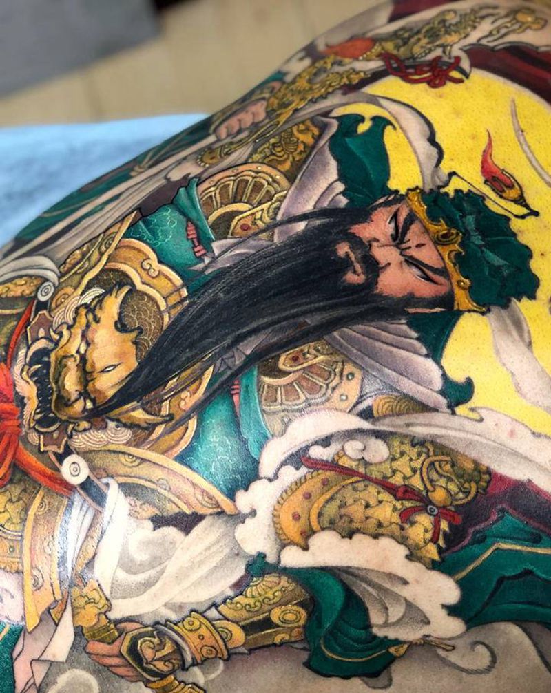 《伏魔关圣帝君》纹身图片_背部新传统纹身图案