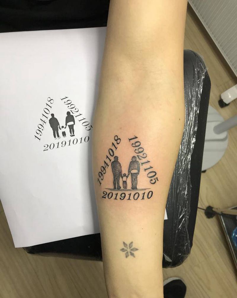 DL生日控纹身图片_手臂老传统纹身图案