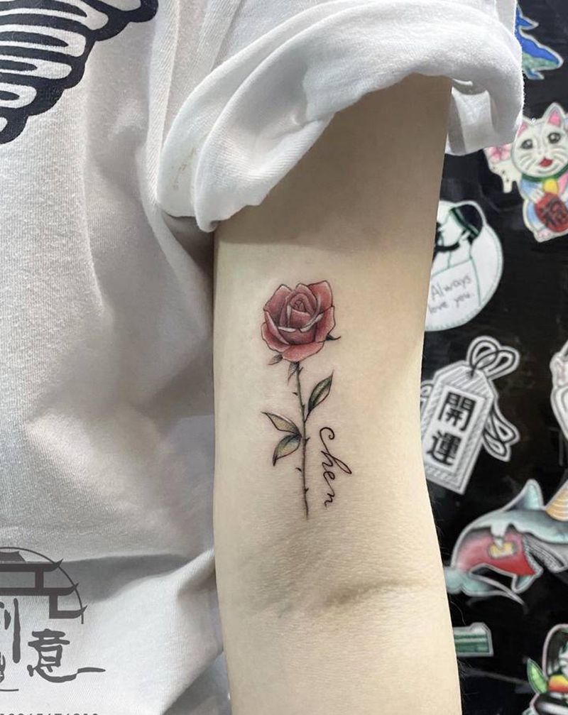 玫瑰纹身图片_手臂小清新纹身图案