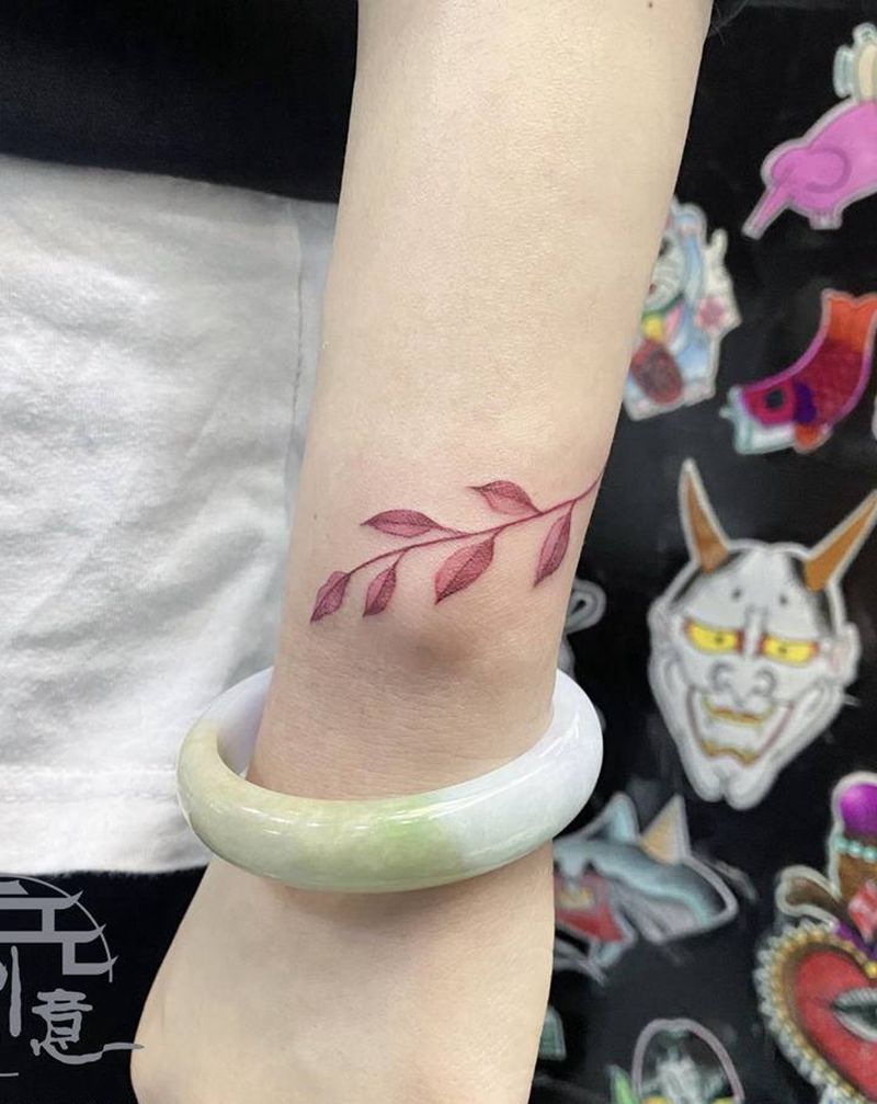 叶子纹身图片_手臂小清新纹身图案