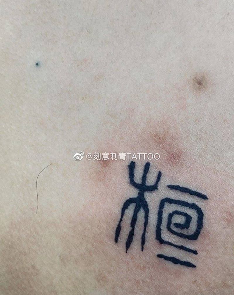 字纹身图片_胸部字纹身图案