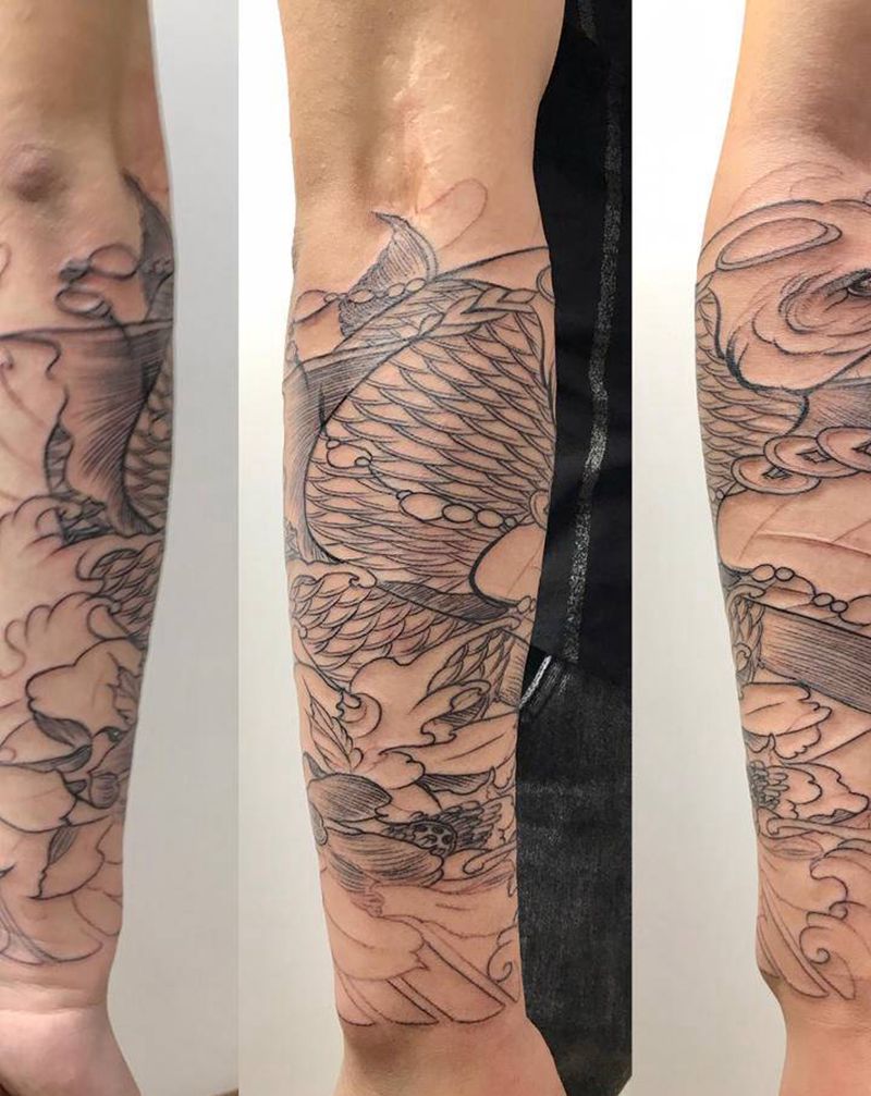 DL包小臂纹身图片_手臂老传统纹身图案