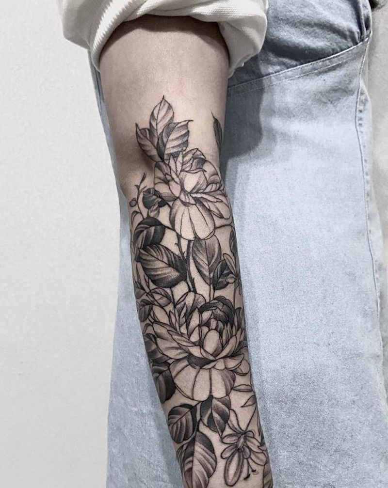 素花纹身图片_手臂纹身图案