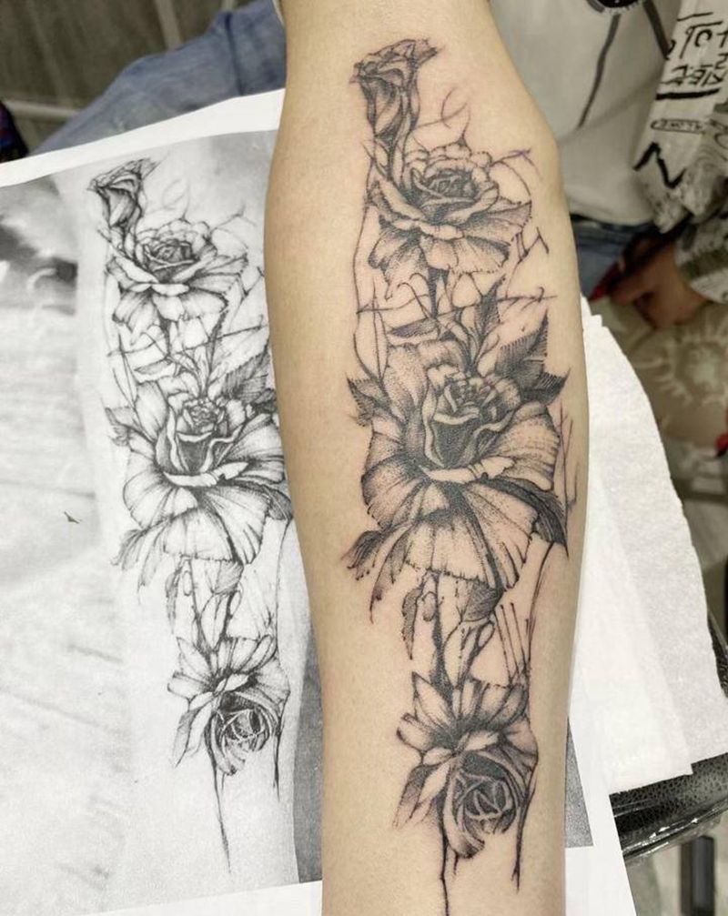 花纹身图片_手臂纹身图案