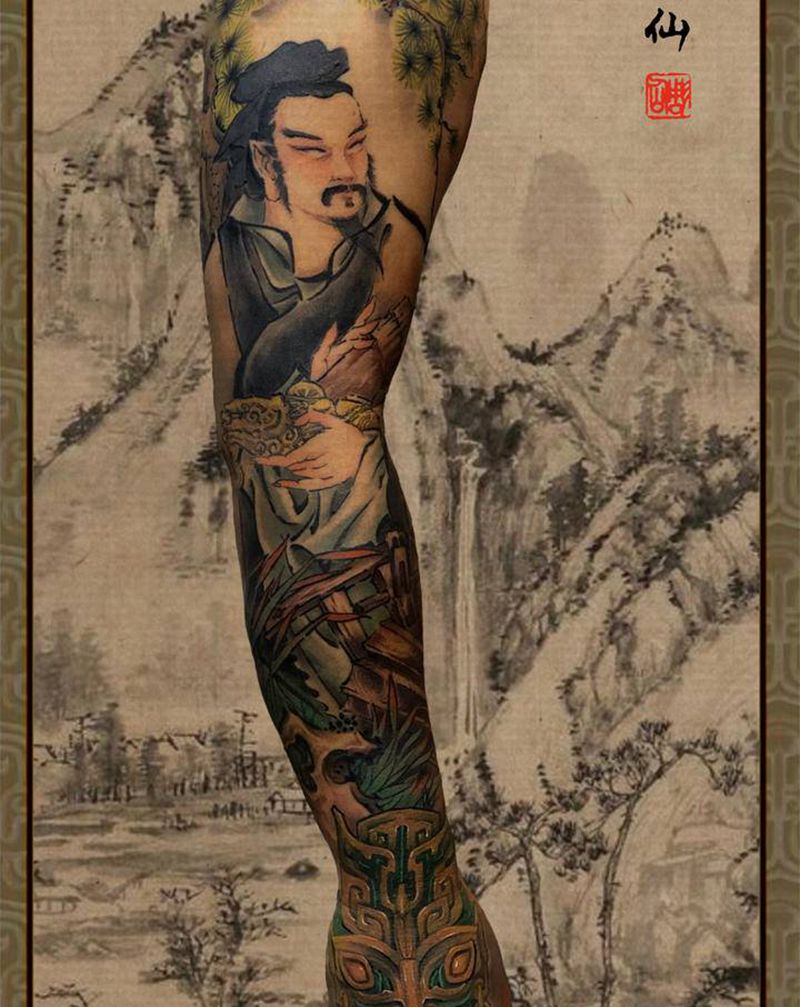 《鲁班》纹身图片_手臂手部新传统戴家样纹身图案