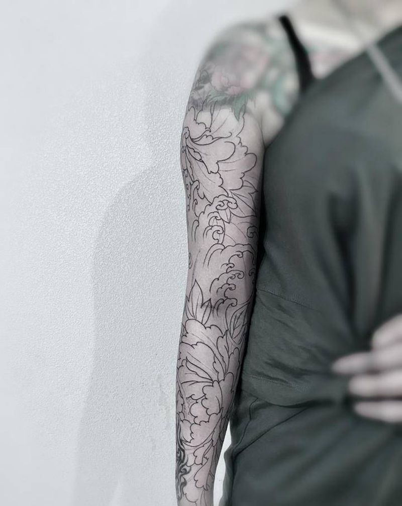 基础线纹身图片_手臂纹身图案