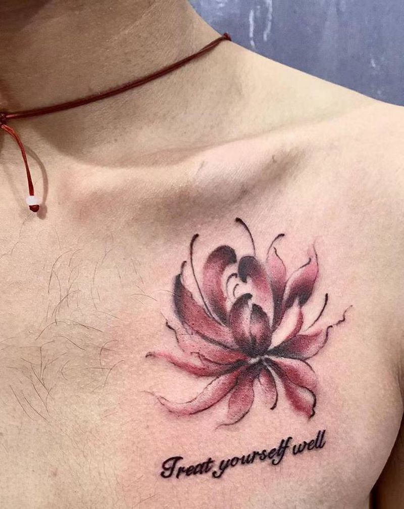 彼岸花纹身图片_胸部纹身图案