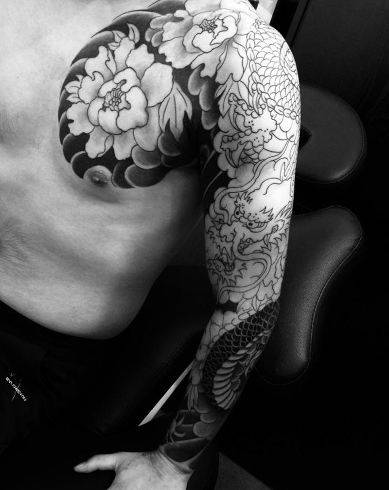 传统花臂未完待续纹身图片_手臂老传统纹身图案