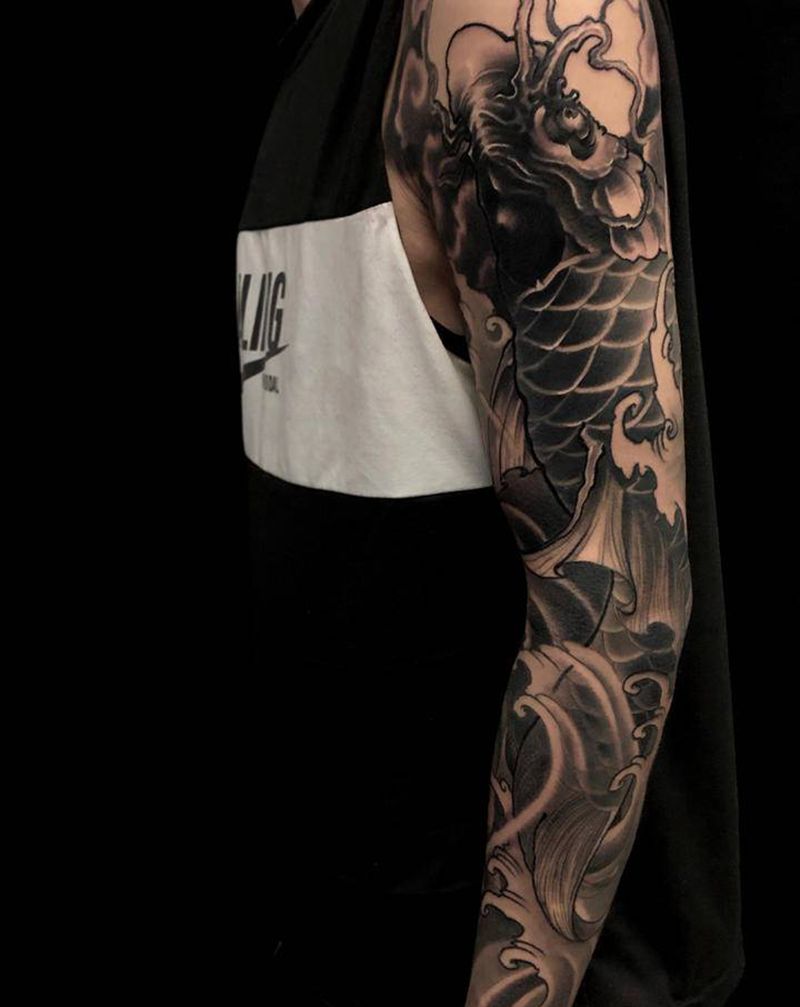 ◾️鲤纹身图片_手臂新传统纹身图案