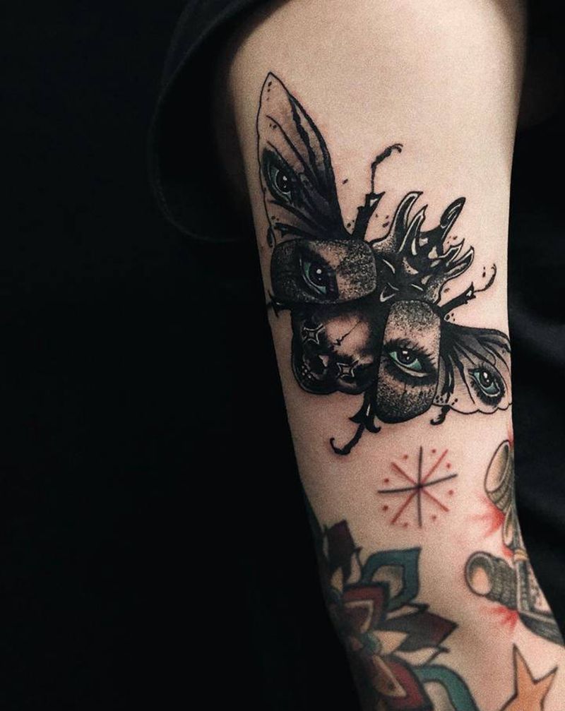 拼俩纹身图片_手臂Old School纹身图案