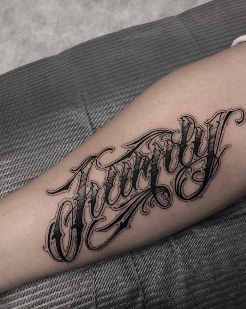 ✍️family纹身图片_手部花体字纹身图案