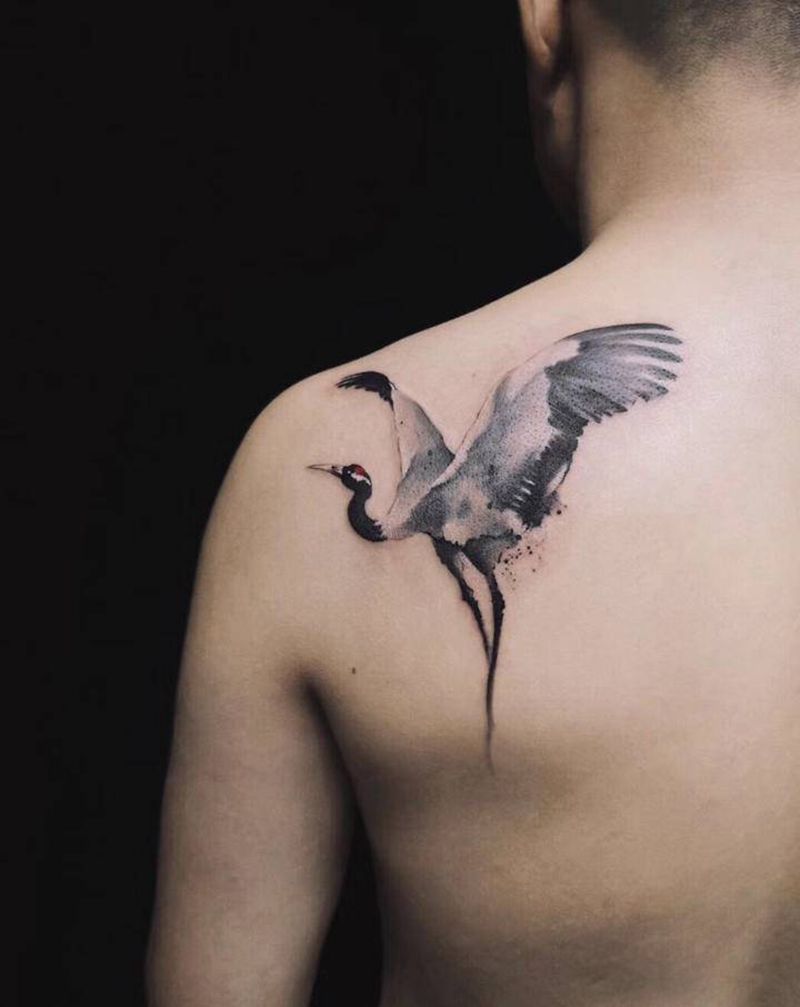 水墨纹身图片_背部水墨纹身图案