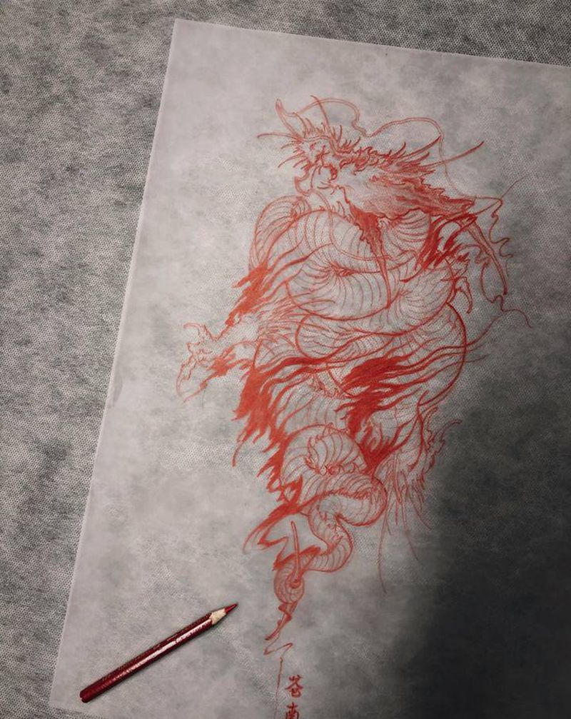 小红纹身图片_新传统纹身图案